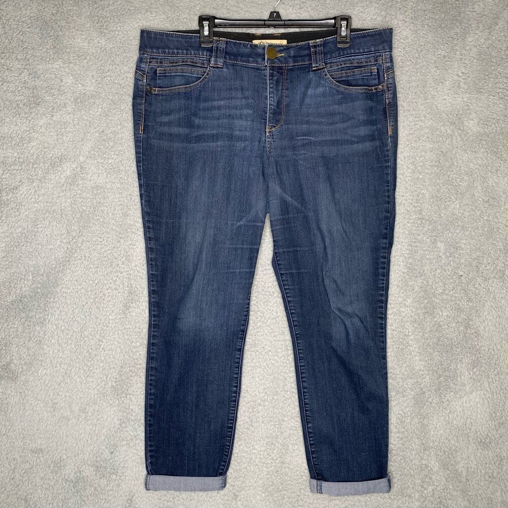 Democracy ab technology medium wash blue jeans stretch 8 cropped cuffed 16